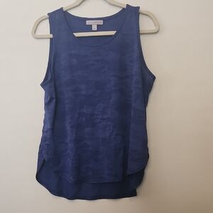 12 Thompson Navy Subdued Camouflage Workout Tank Top High-Low Hem Size L